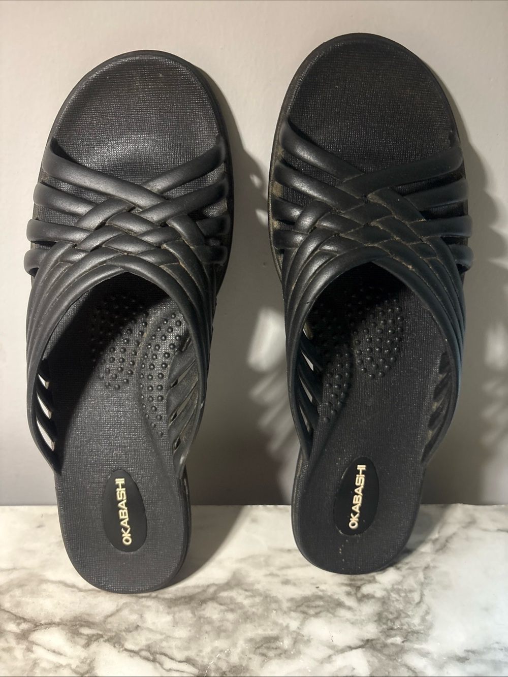 Okabashi Women's Black Comfort Slide Sandals size 6.5-7.5
